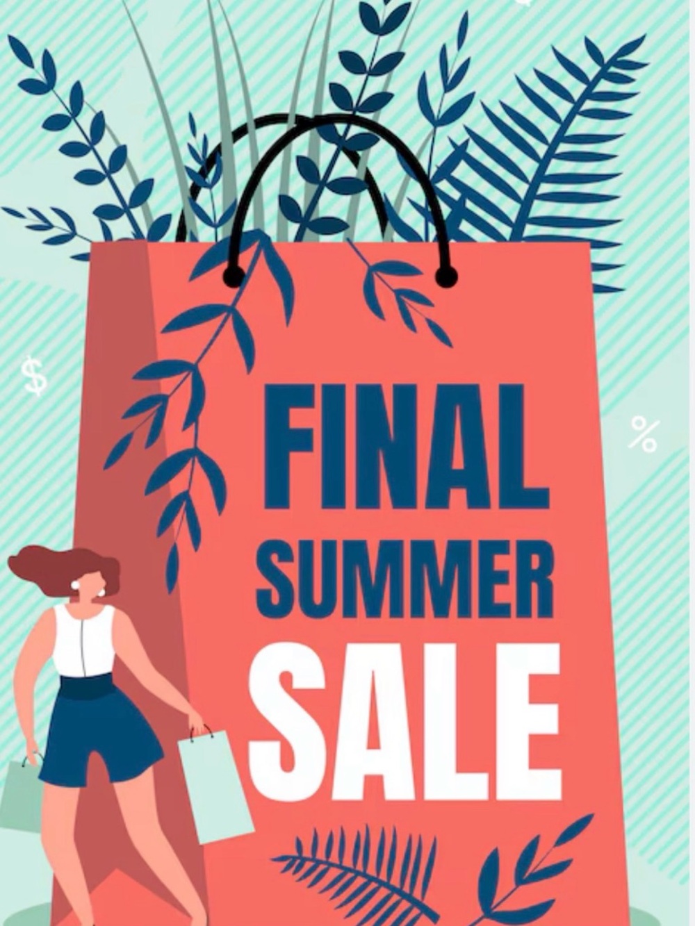 Final Summer Sale Coral Tote Graphic Print